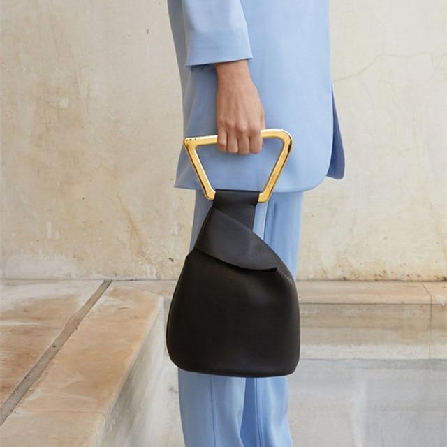 Luxury Leather Bucket Acrylic Handle Shoulder Bag